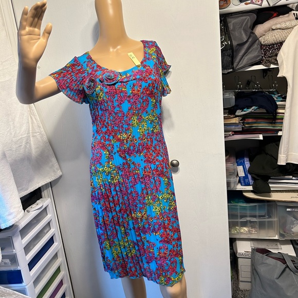 NWOT sharp blue w flowers casual, party homecoming prom wedding date night dress - Picture 3 of 7